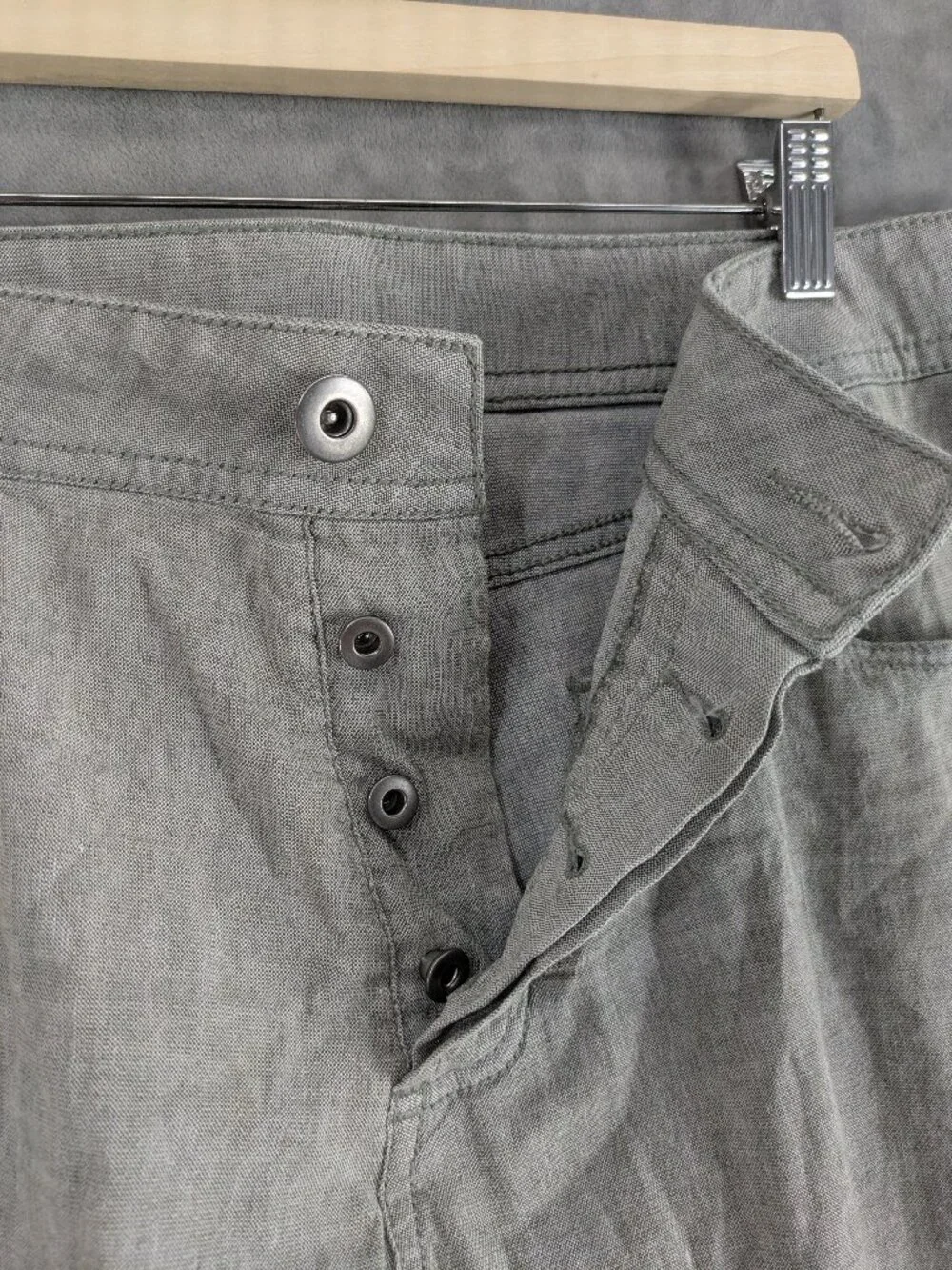 James Perse Standard MCR1084 Mens 34 Linen Blend Button Fly Pants Gray